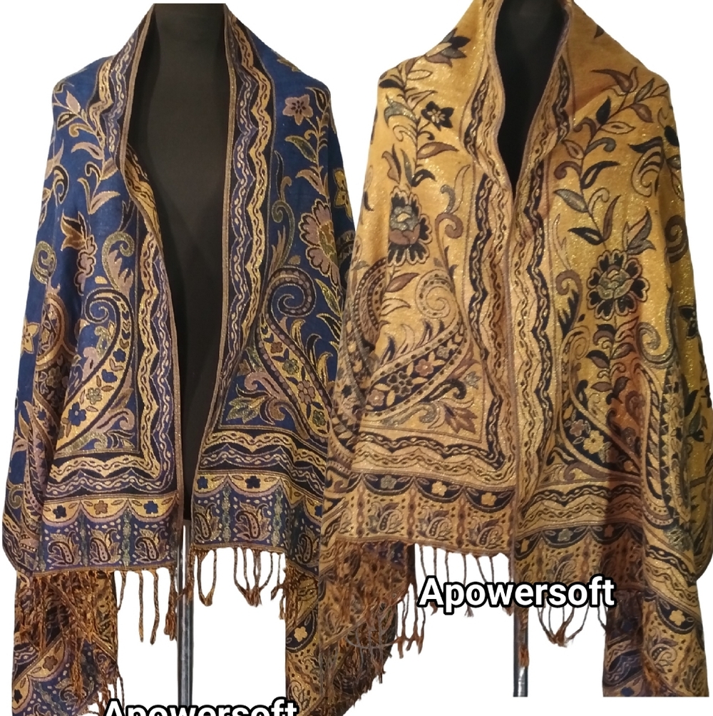 Reversible Paisley & Floral Fringe Wrap